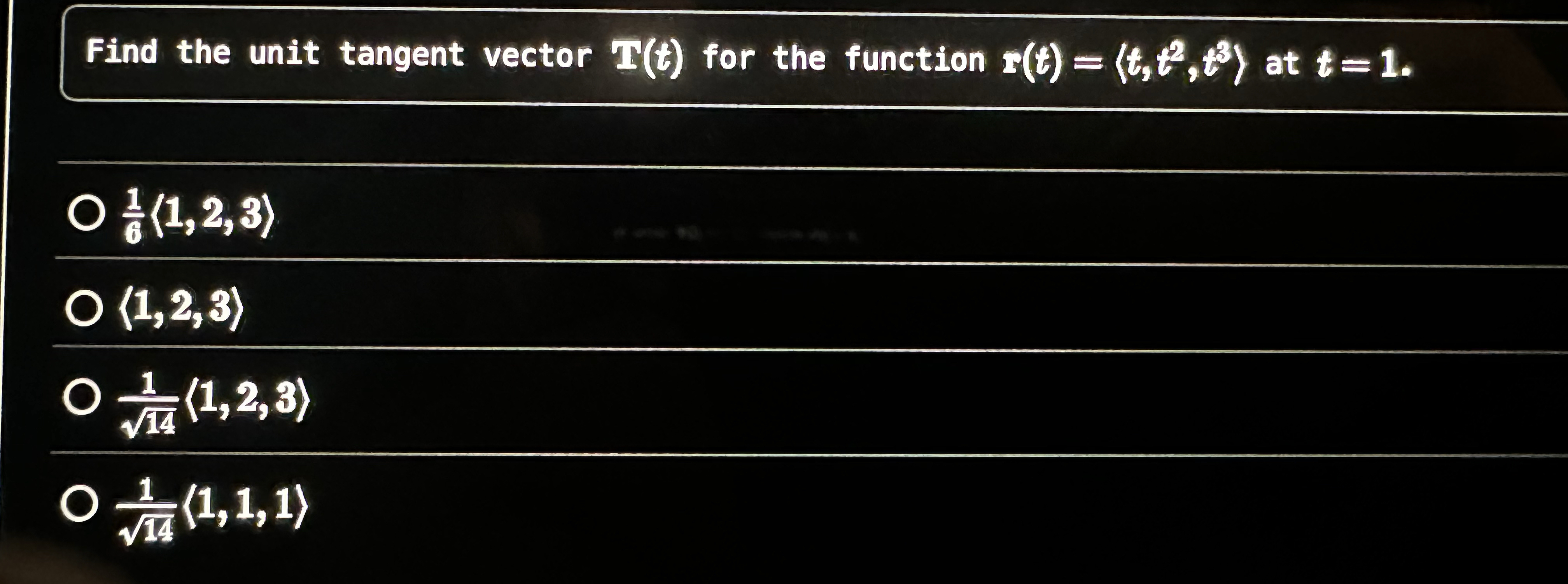 Find the unit tangent vector T ( t ) for the