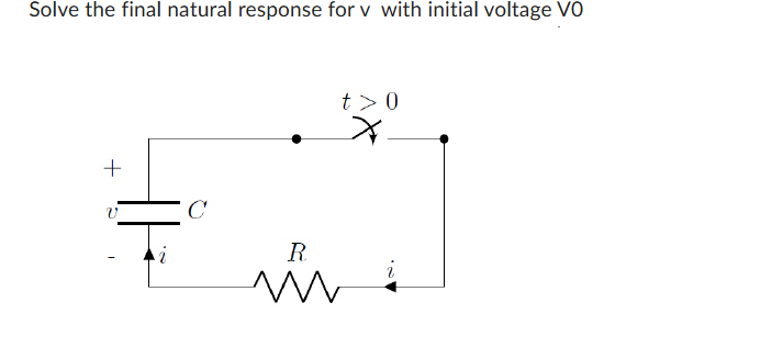 Solve the final natural response for v with