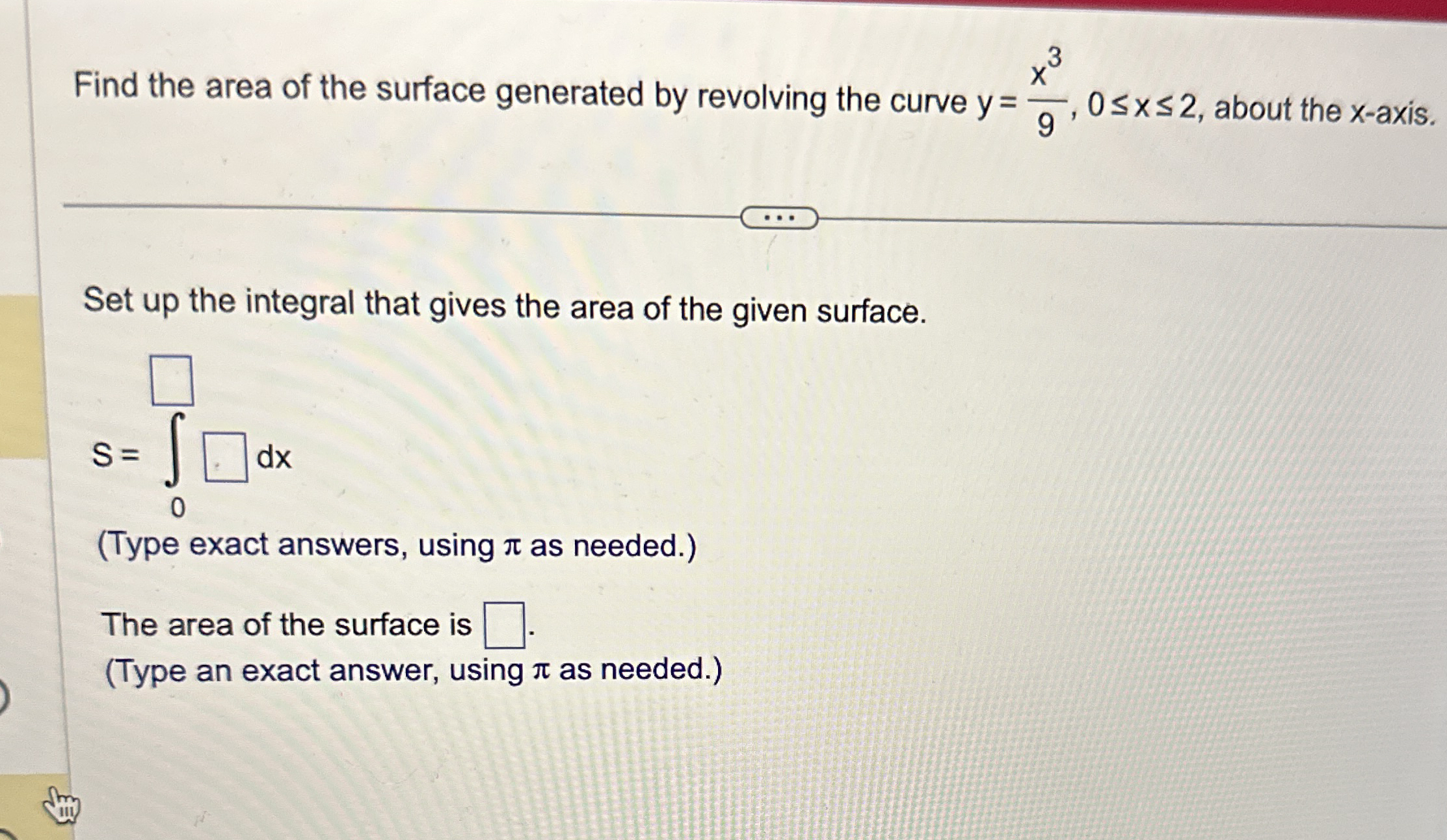 Find the area of the surface generated by