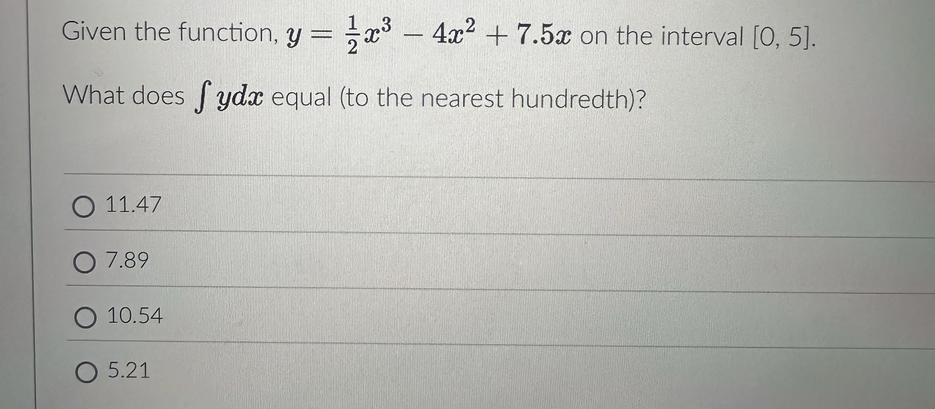 Given the function, y = 1 2 x 3 - 4 x 2 + 7 . 5 x