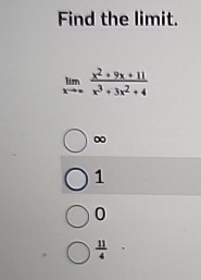 Find the limit . lim x 2 x 2 + 9 x + 1 1 x 3 + 3