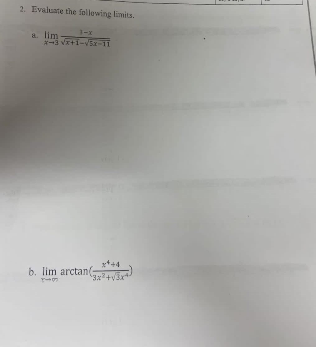 Evaluate the following limits . a . lim x 3 3 - x