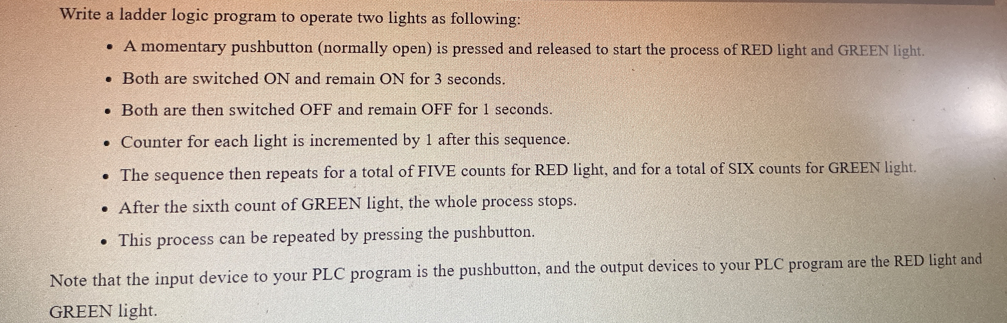 Write a ladder logic program to operate two