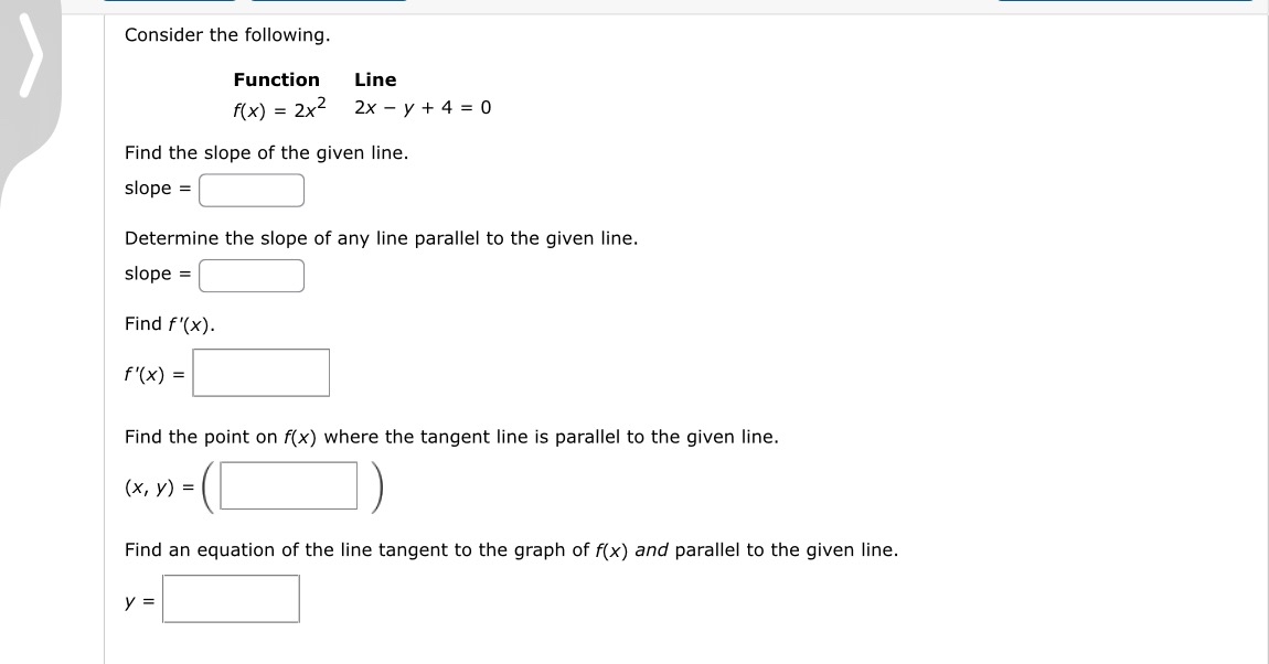 Consider the following. Function Line f ( x ) = 2