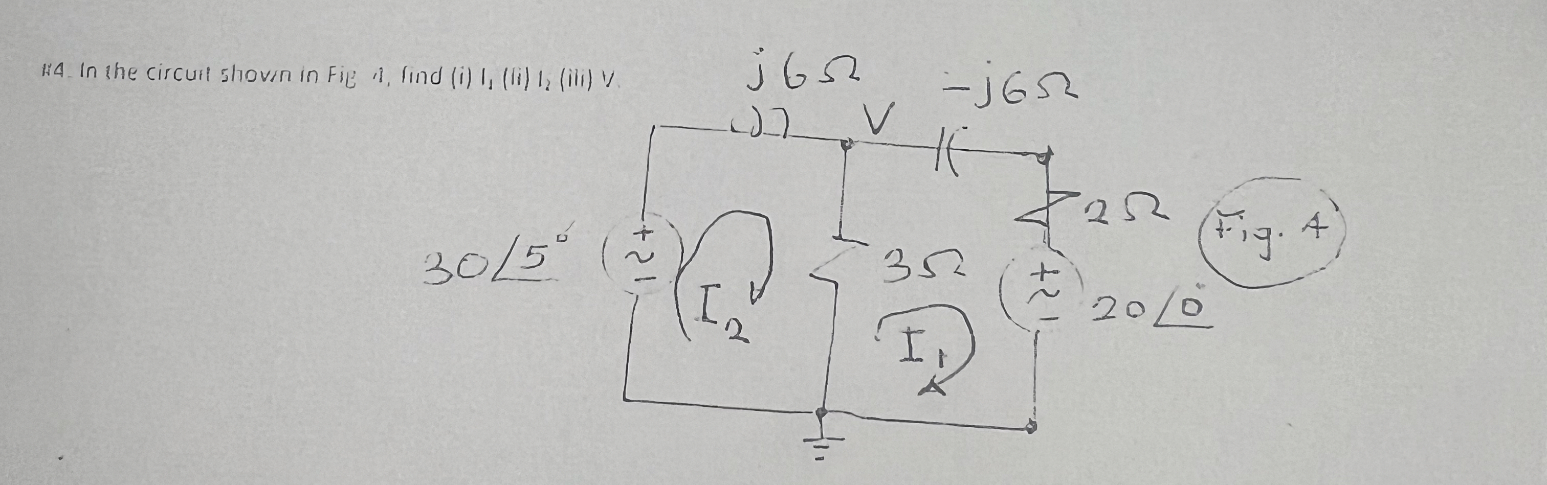 Find I 1 , I 2 , and V in the circuit shown