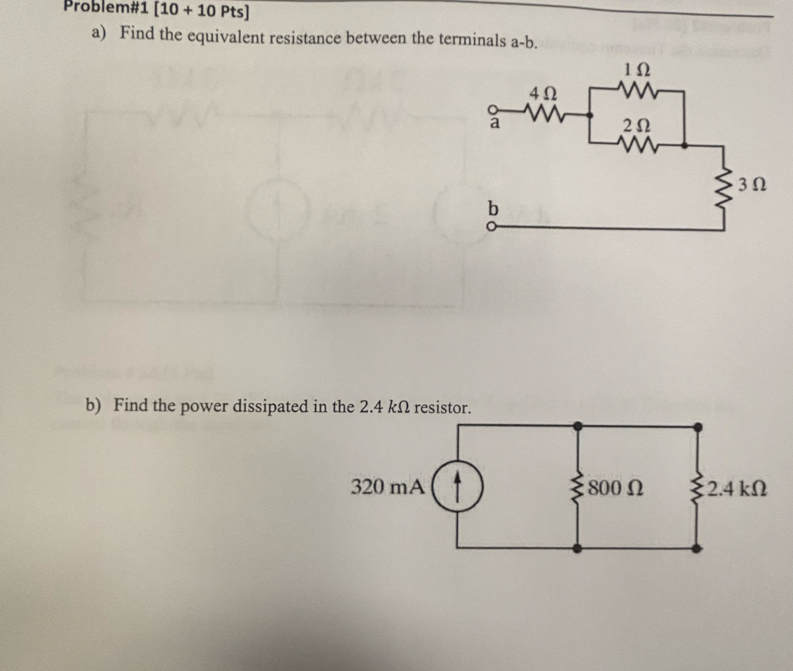 Problem# 1 [ 1 0 + 1 0 Pts ] a ) Find the