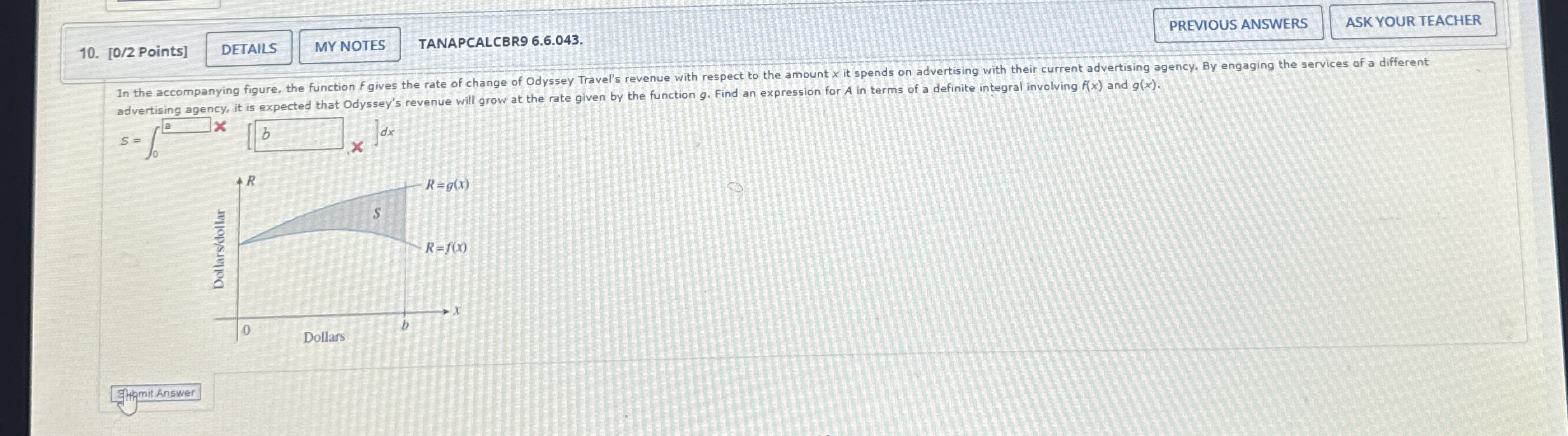 PREVIOUS ANSWERS ASK YOUR TEACHER 1 0 . [ 0 / 2