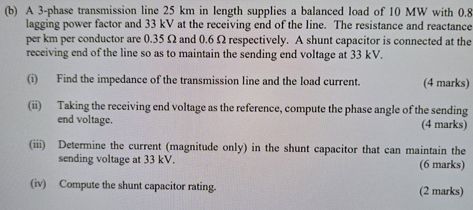 ( b ) A 3 - phase transmission line 2 5 km in