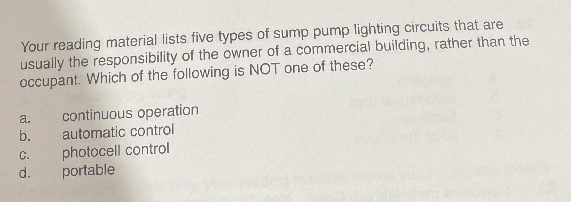 Your reading material lists five types of sump