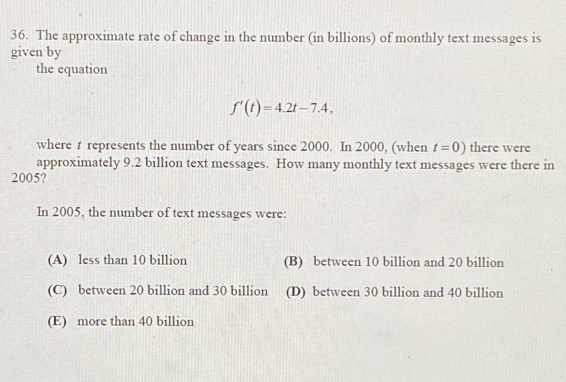 The approximate rate of change in the number ( in
