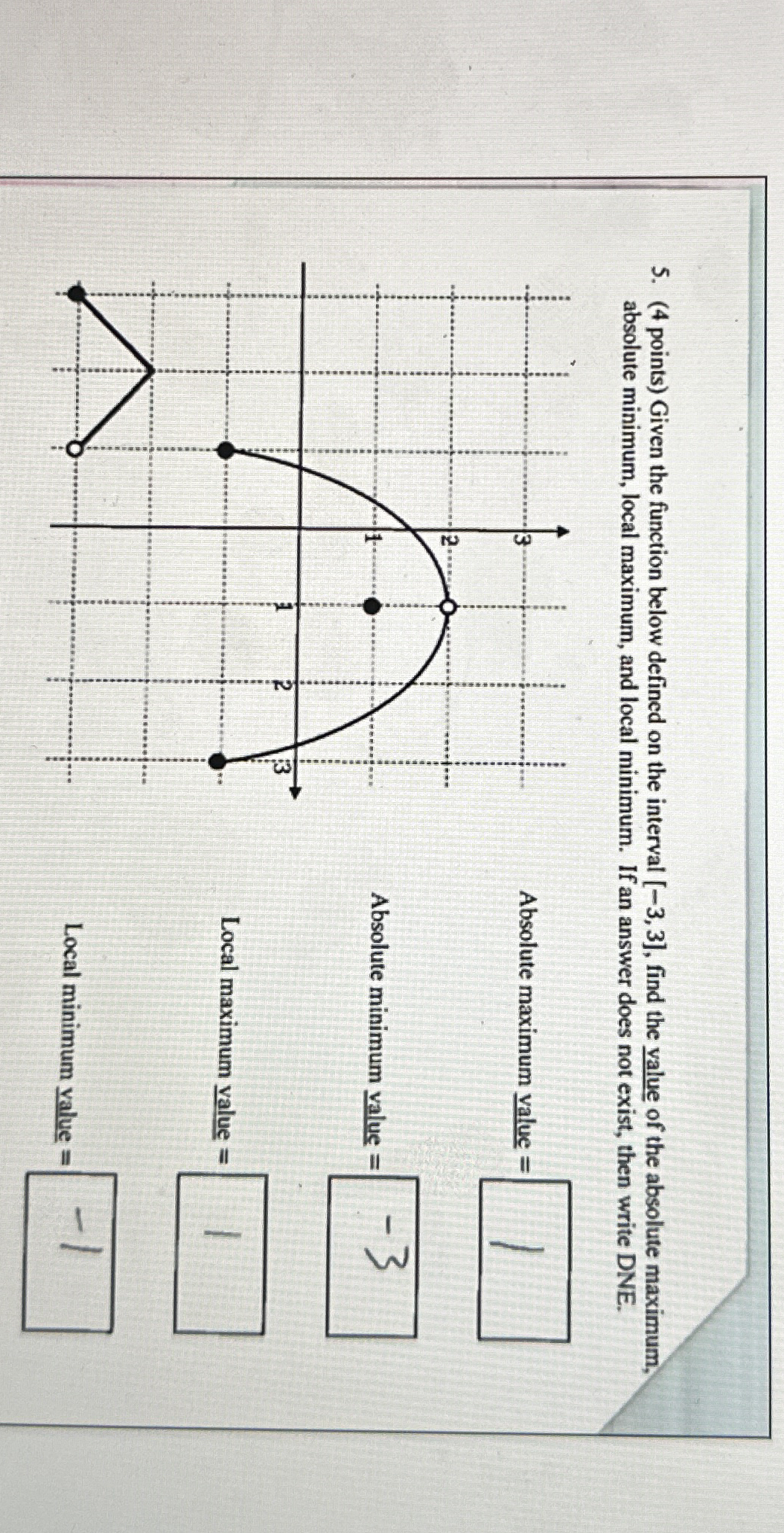 ( 4 points ) Given the function below defined on