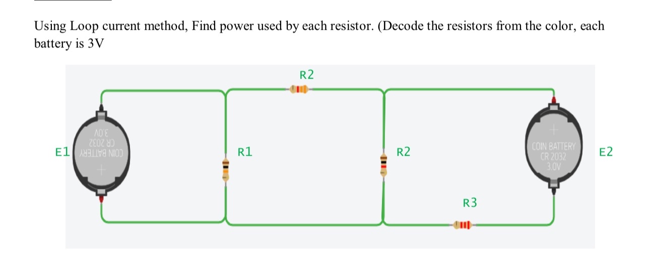 Using Loop current method, Find power used by