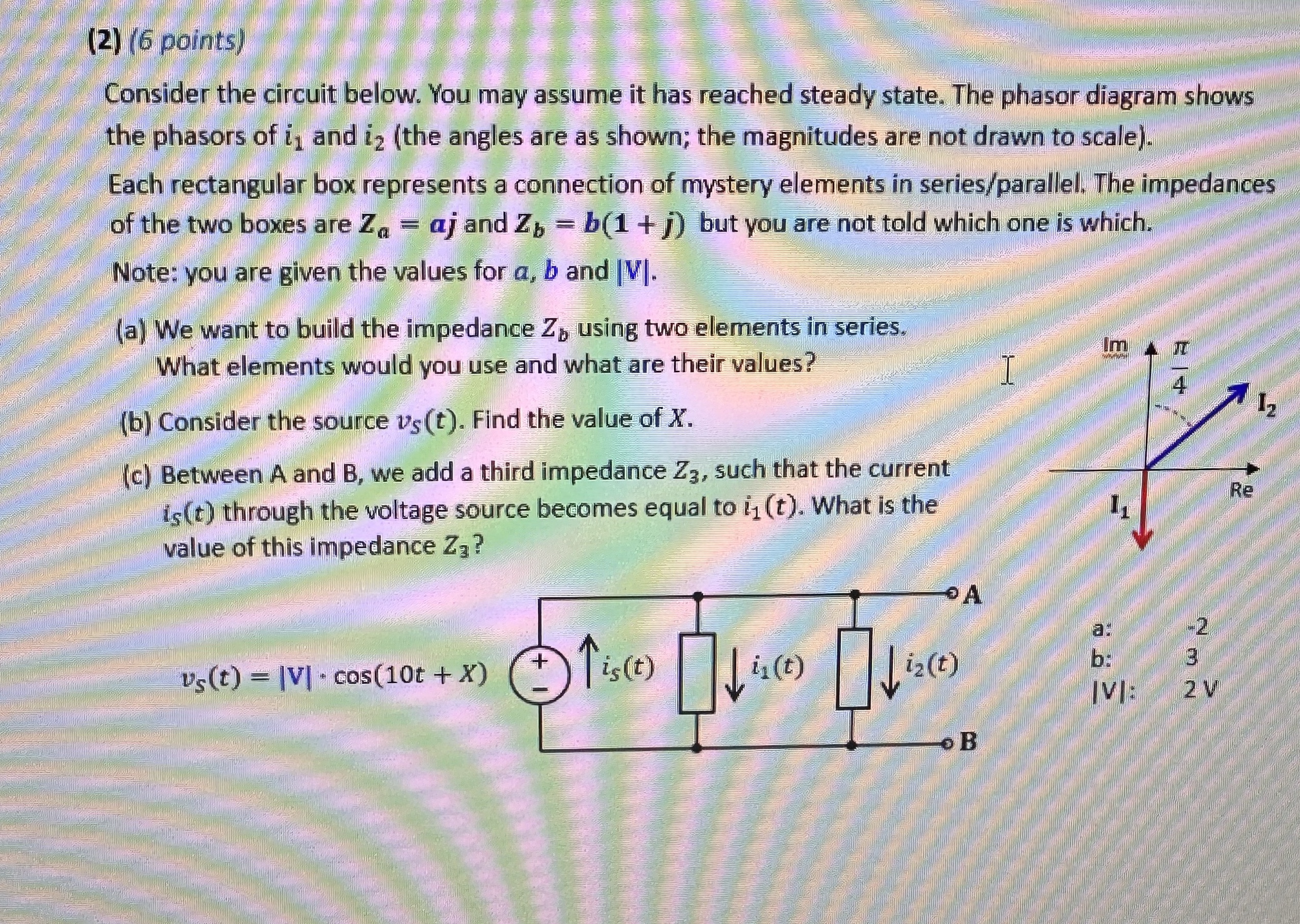 ( 2 ) ( 6 points ) Consider the circuit below.