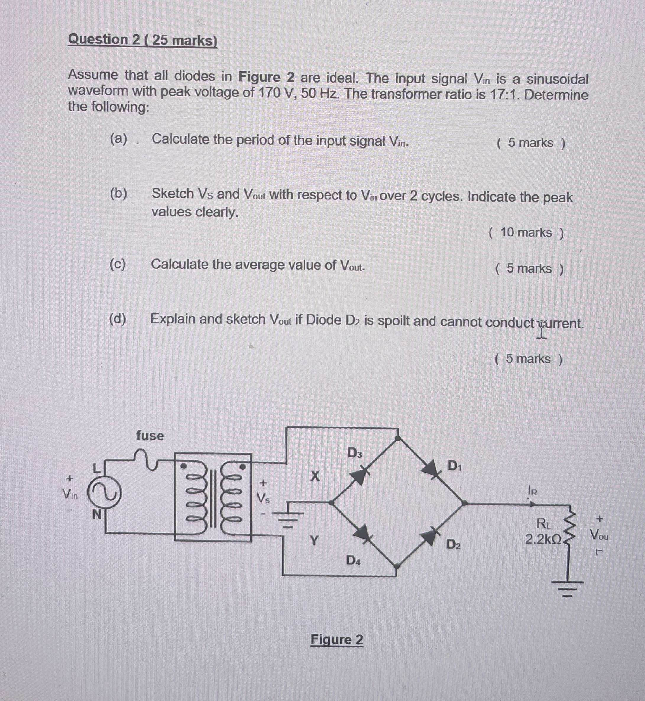Question 2 ( 2 5 marks ) Assume that all diodes