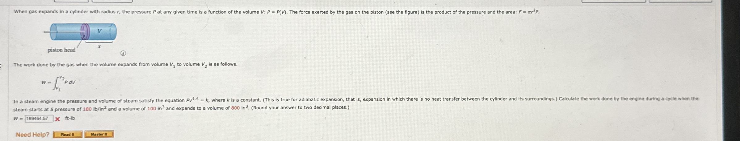 The work done by the gas when the volume expands