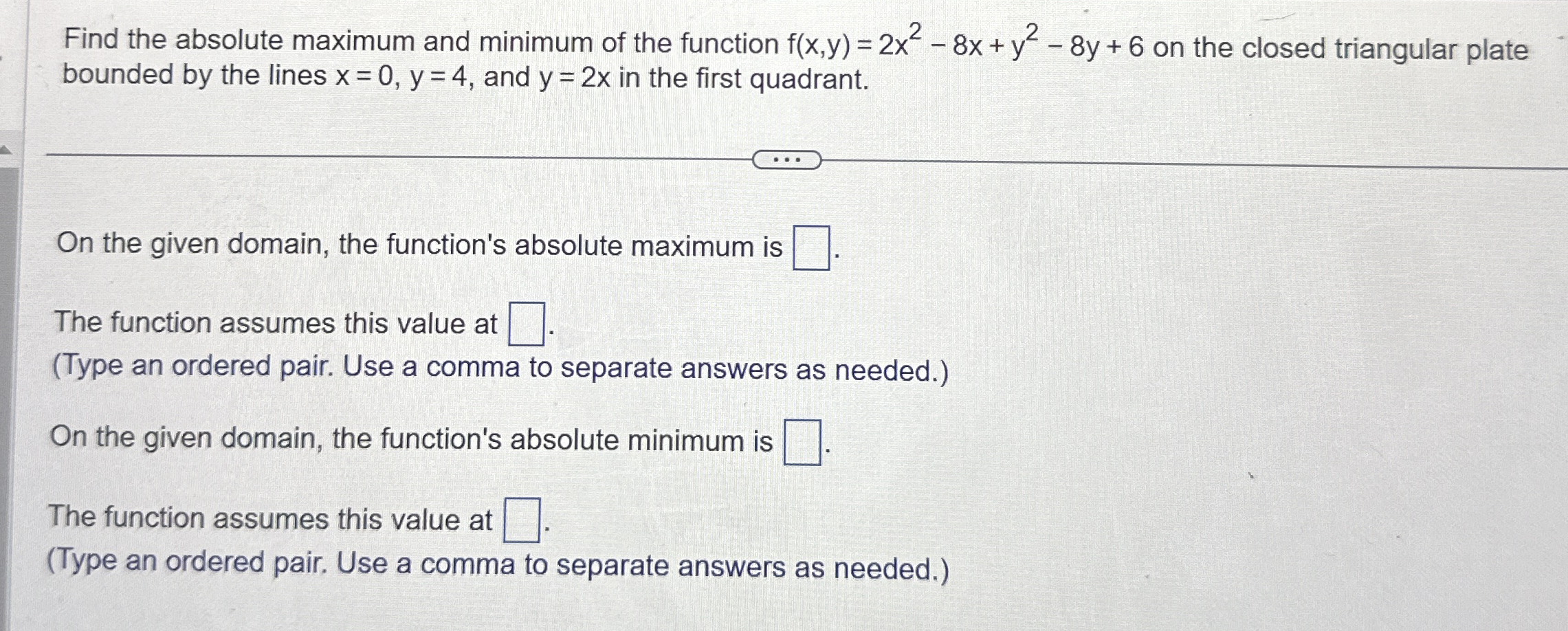 Find the absolute maximum and minimum of the