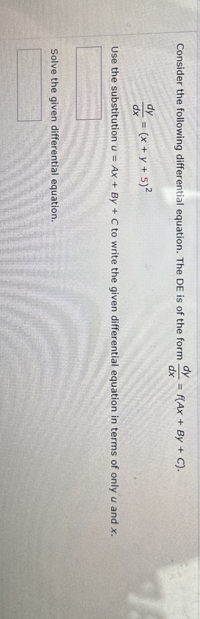 Consider the following differential equation. The