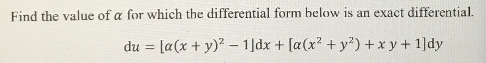 Find the value of for which the differential form