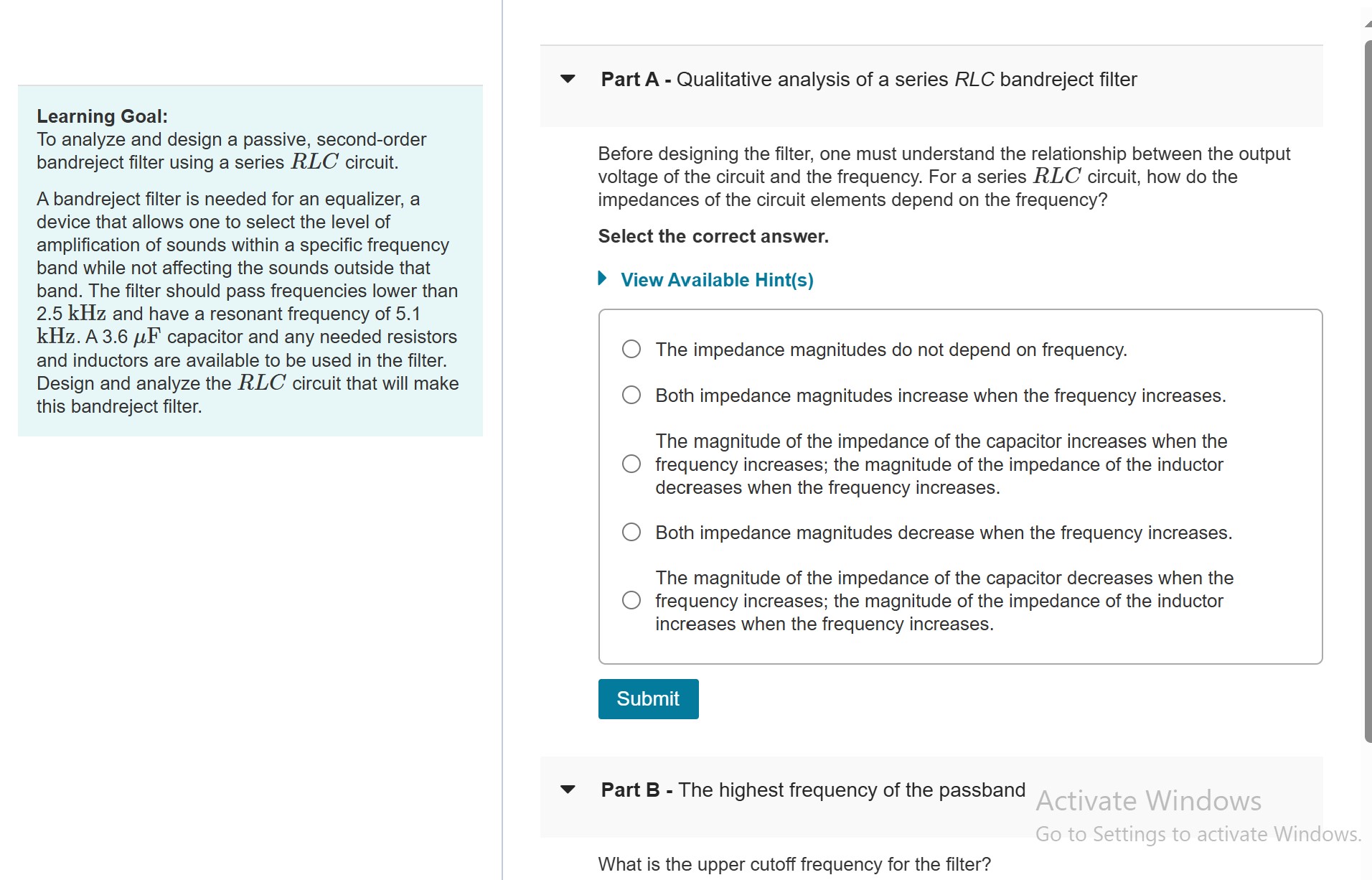 Learning Goal: To analyze and design a passive,