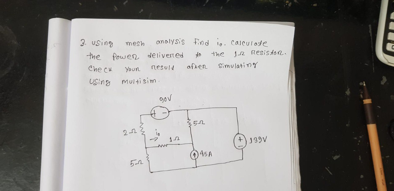 3 . using mesh analysis find io . calculate the