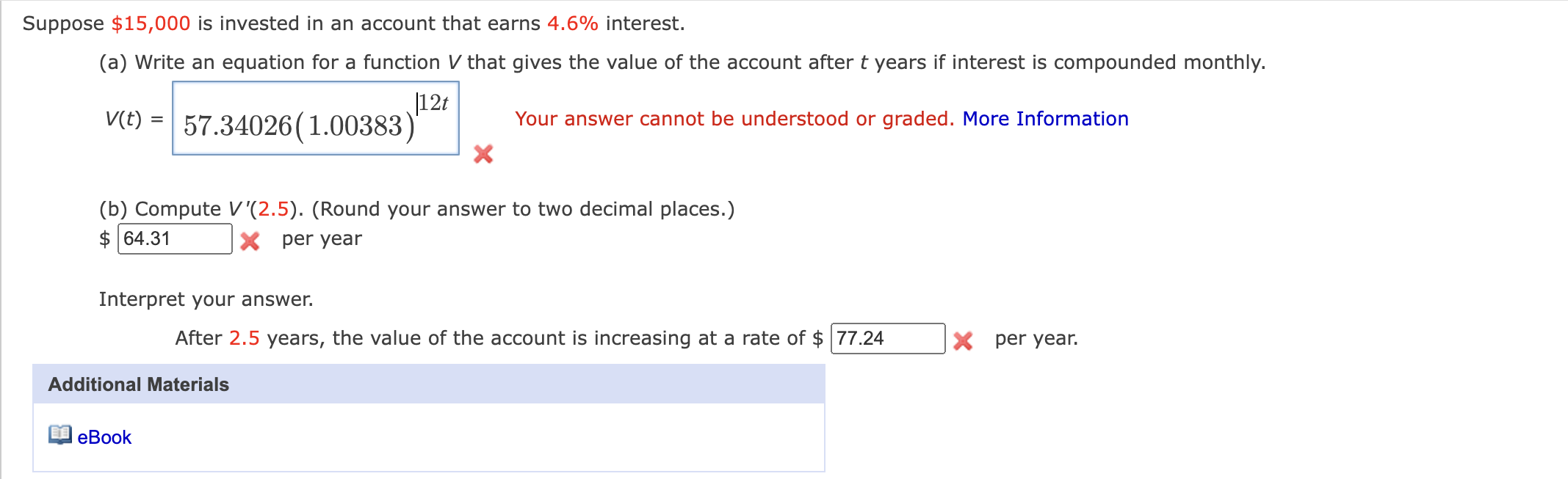 Suppose \ $ 1 5 , 0 0 0 is invested in an account