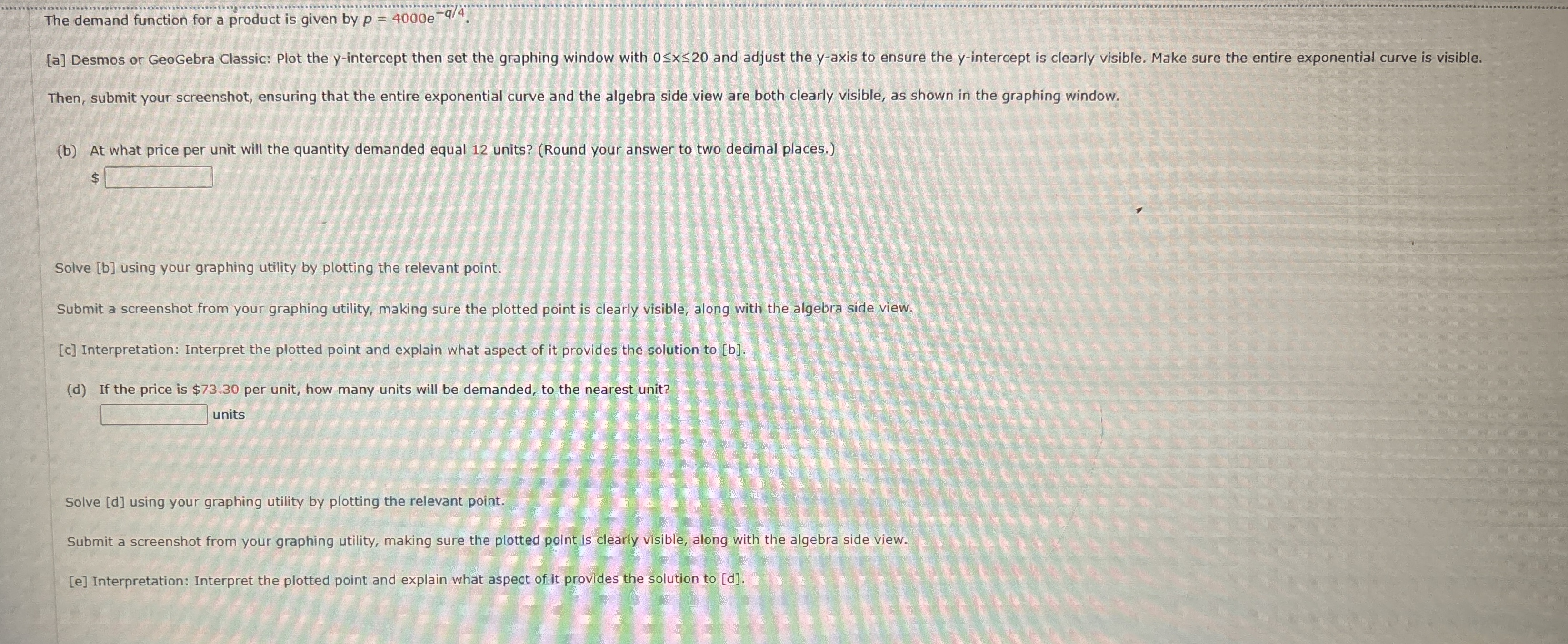 The demand function for a product is given by p =