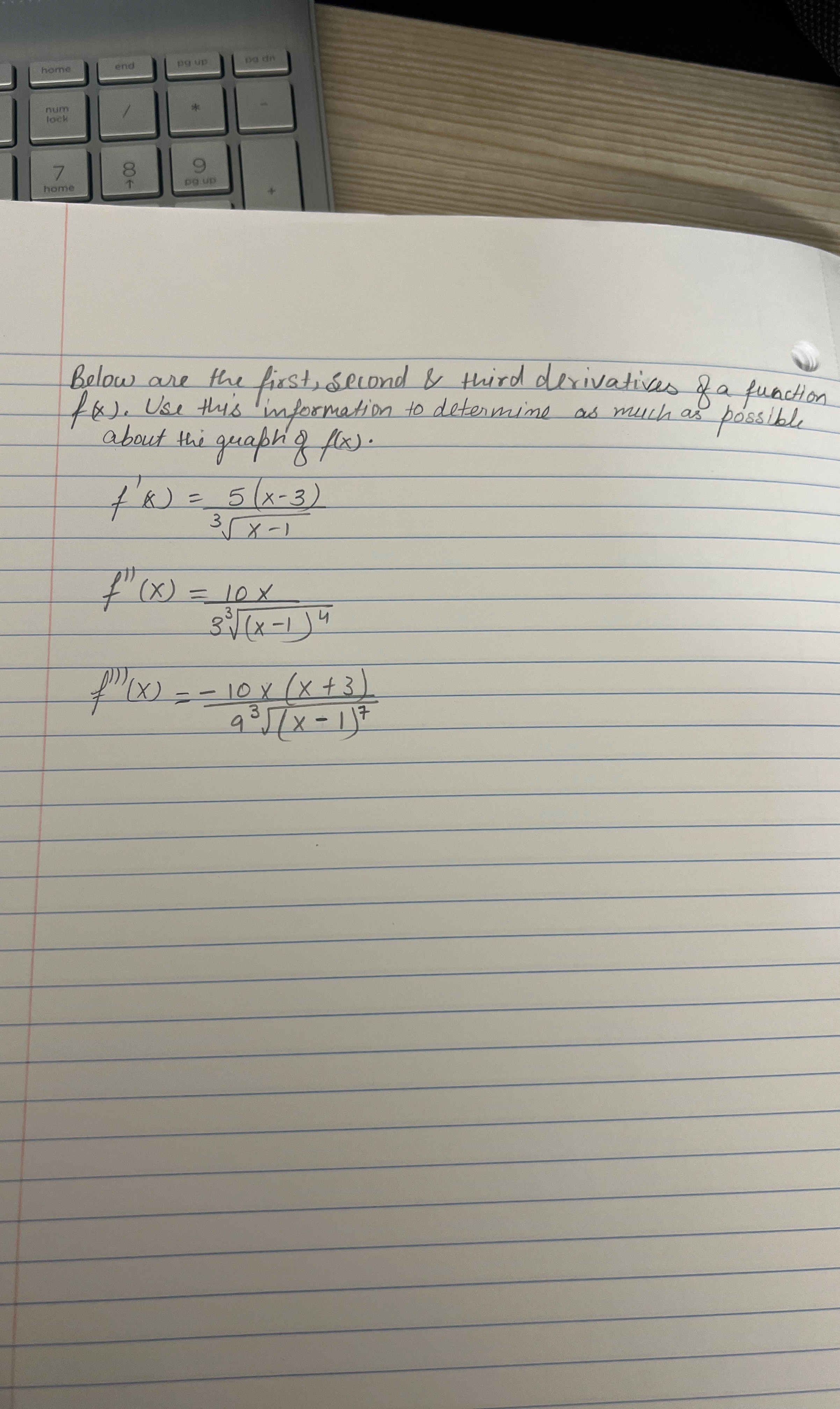 Below are the first, second & third derivatives