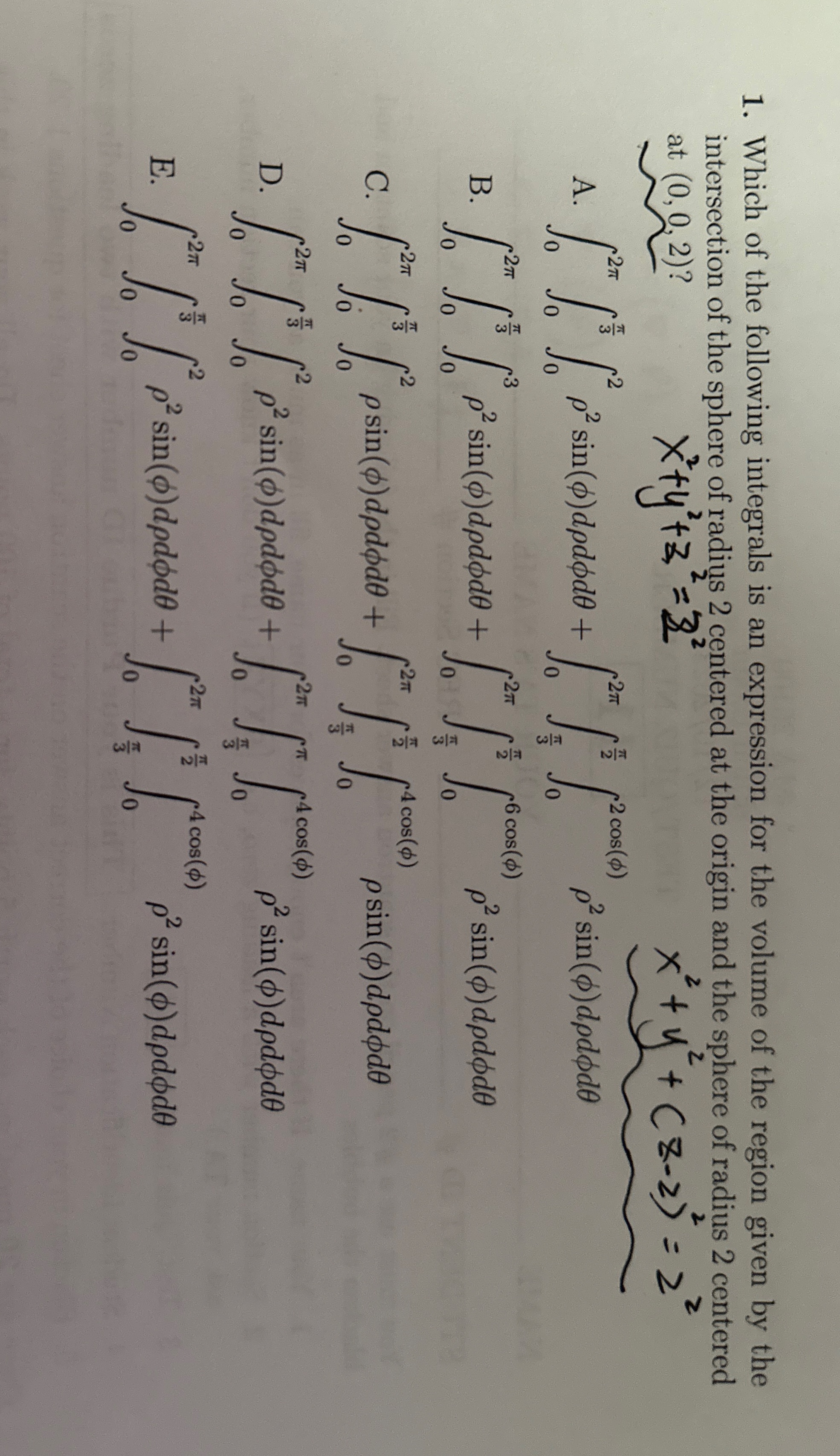 Which of the following integrals is an expression