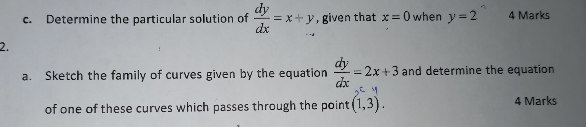 c . Determine the particular solution of d y d x