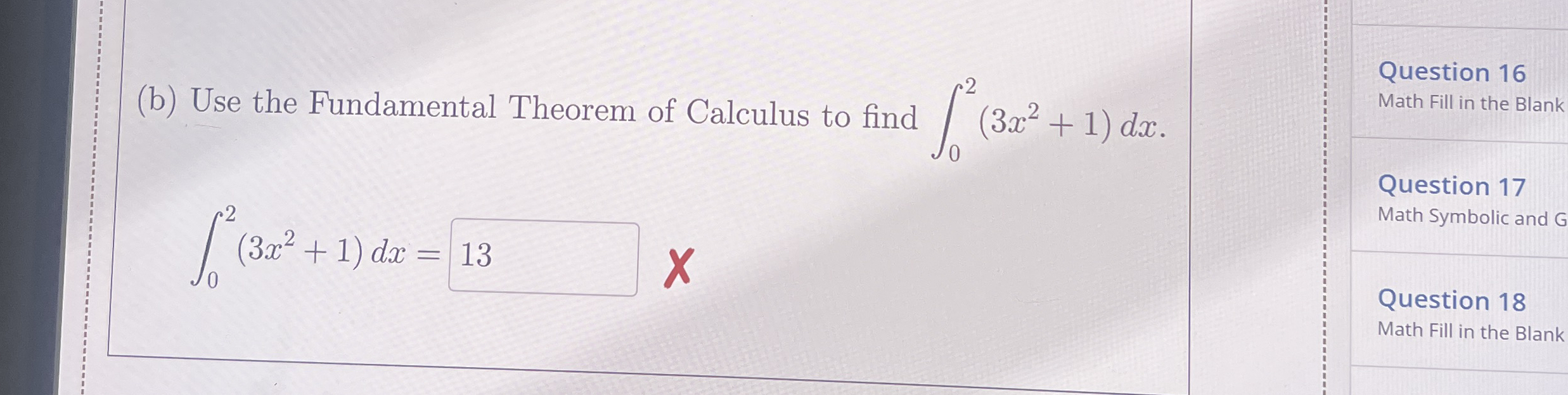 ( b ) Use the Fundamental Theorem of Calculus to