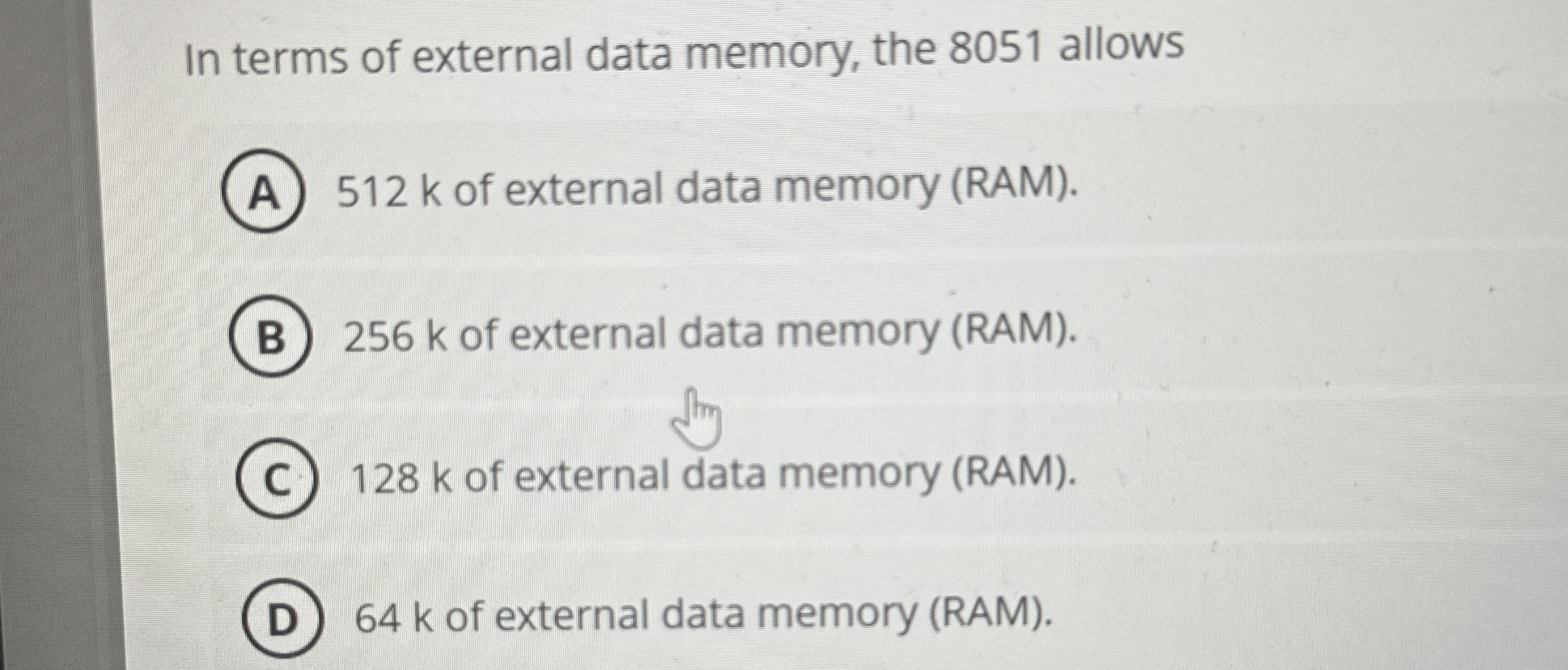In terms of external data memory, the 8 0 5 1