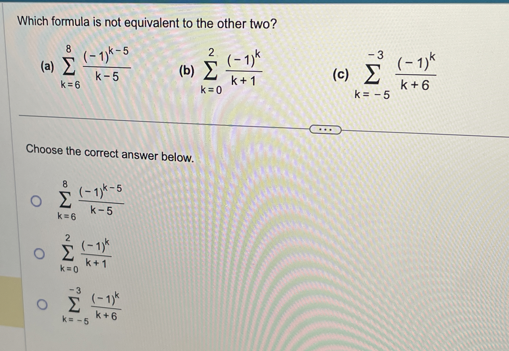 Which formula is not equivalent to the other two?