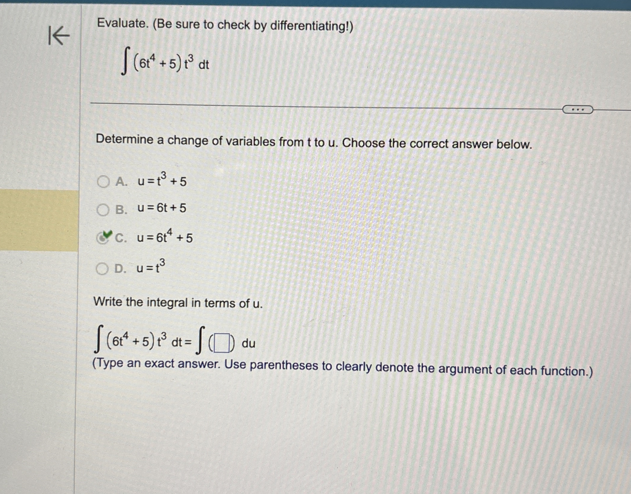 Evaluate. ( Be sure to check by differentiating!
