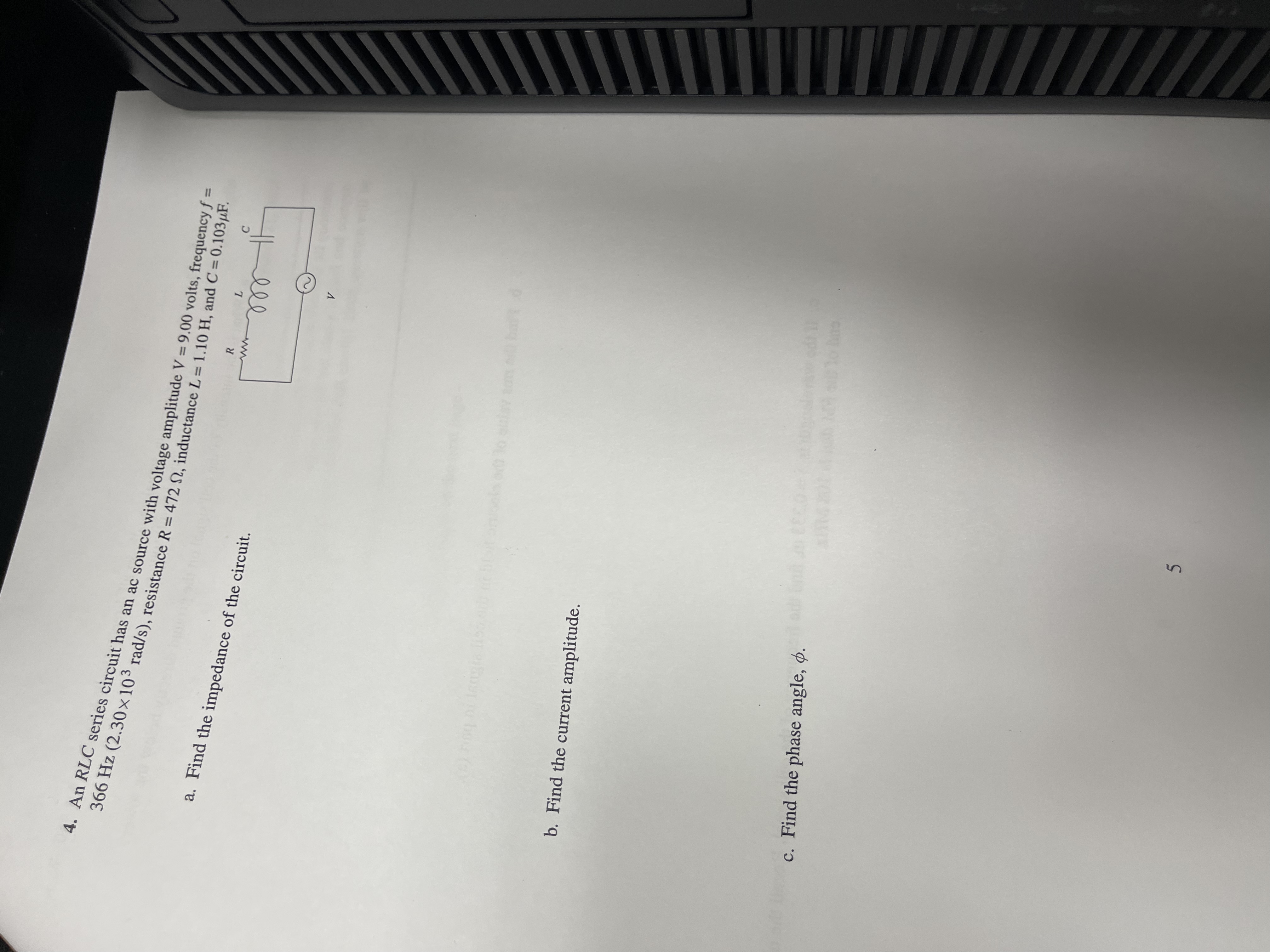 3 6 6 H z ( 2 . 3 0 1 0 3 r a d s ) , resistance