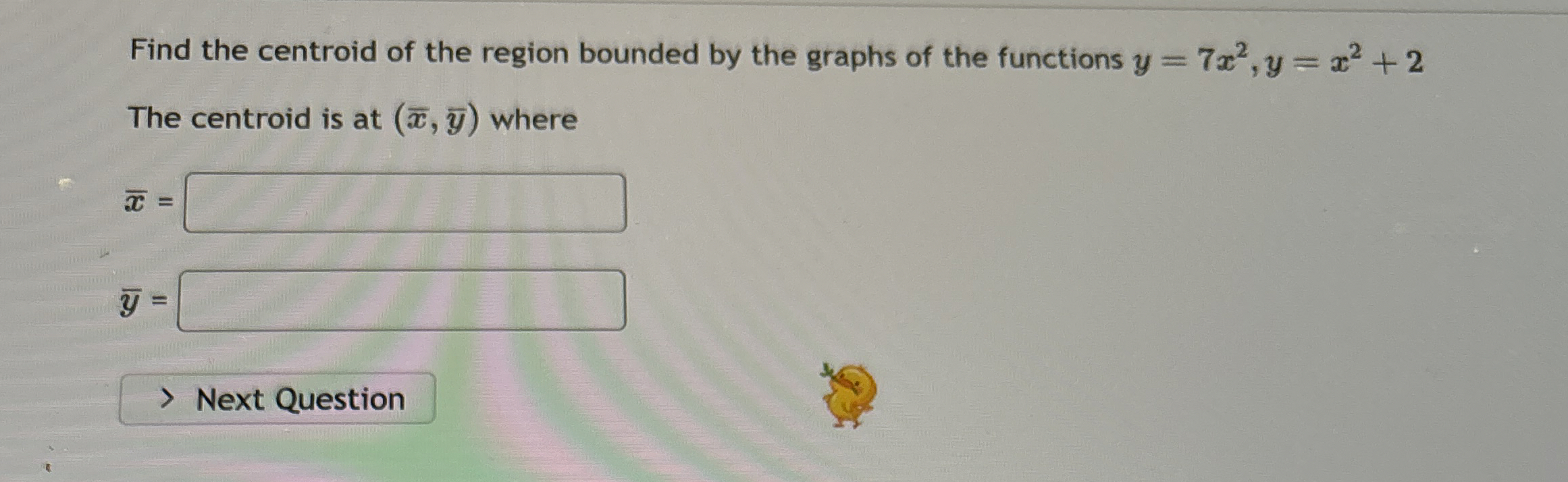 Find the centroid of the region bounded by the