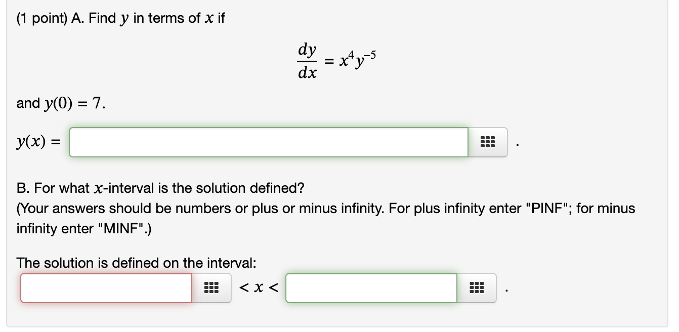 B . For what x - interval is the solution