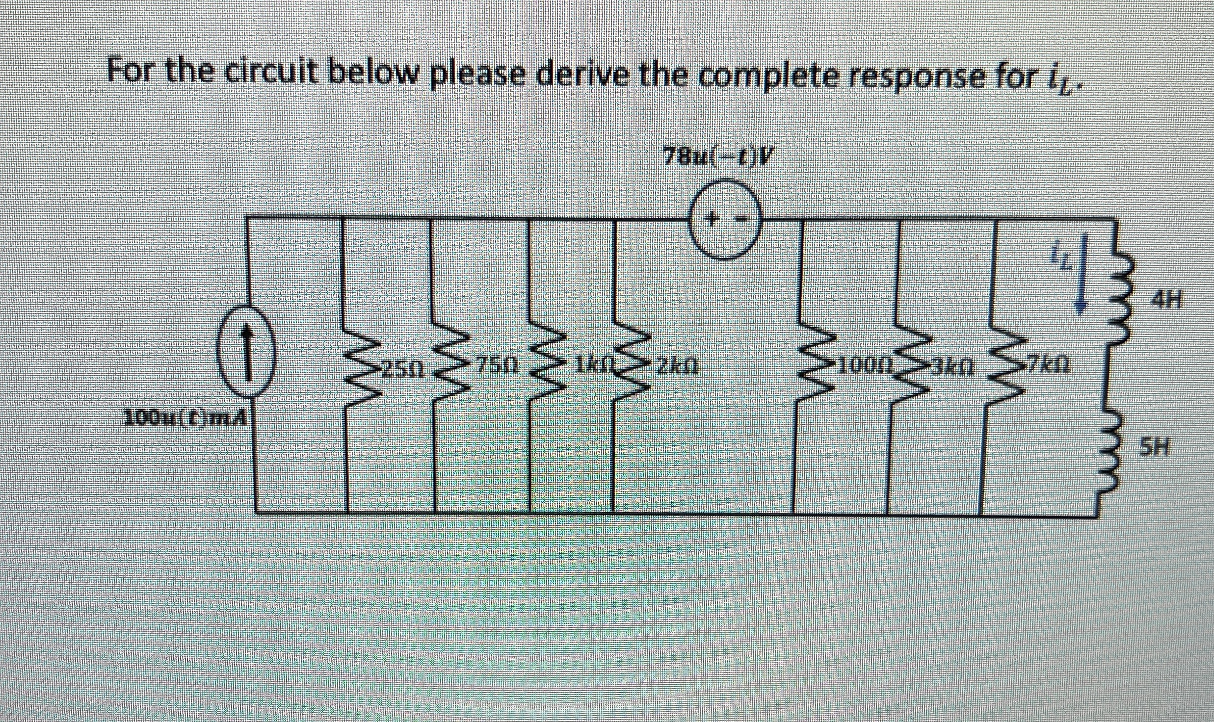 For the circuit below please derive the complete