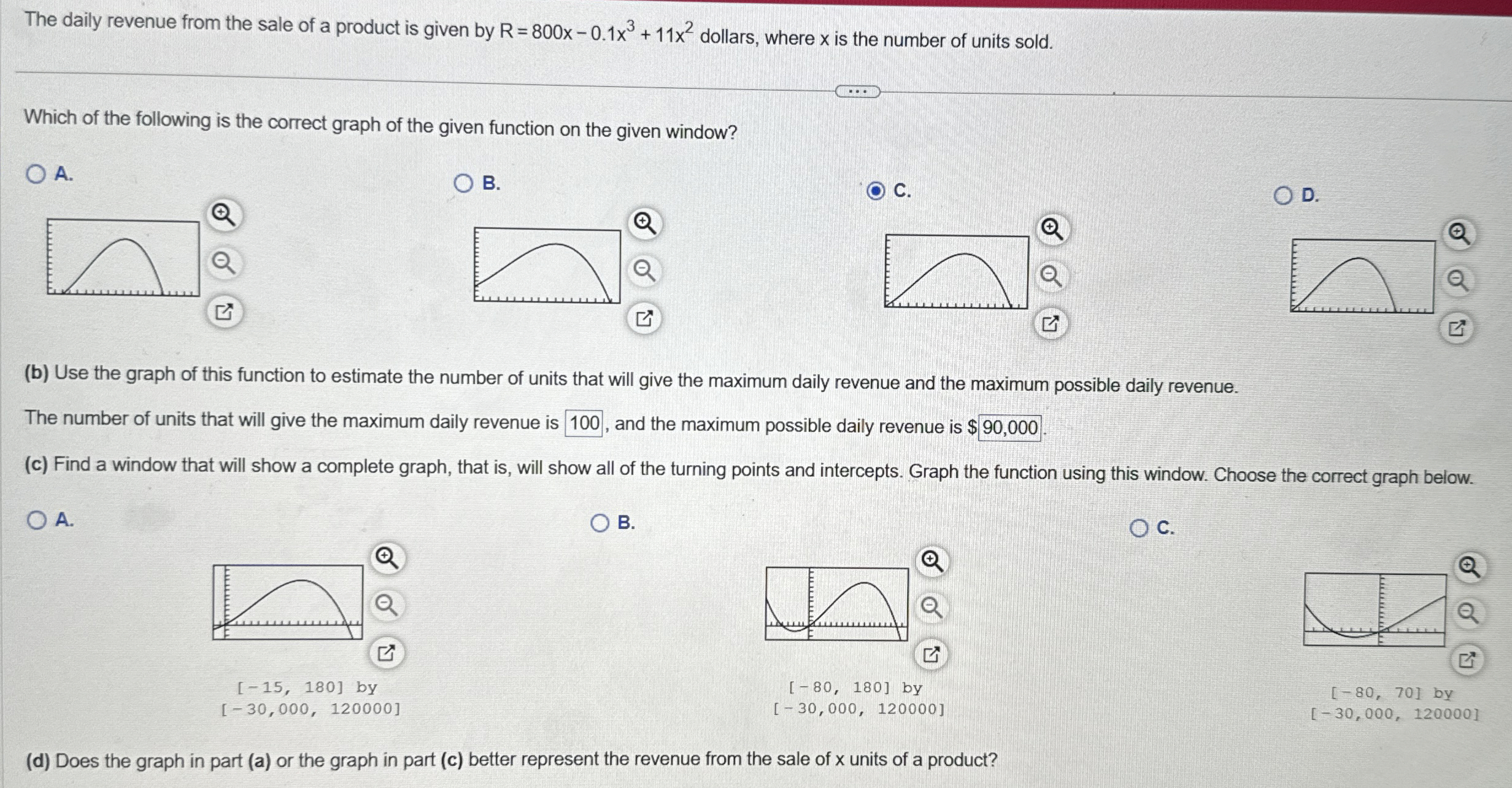 The daily revenue from the sale of a product is