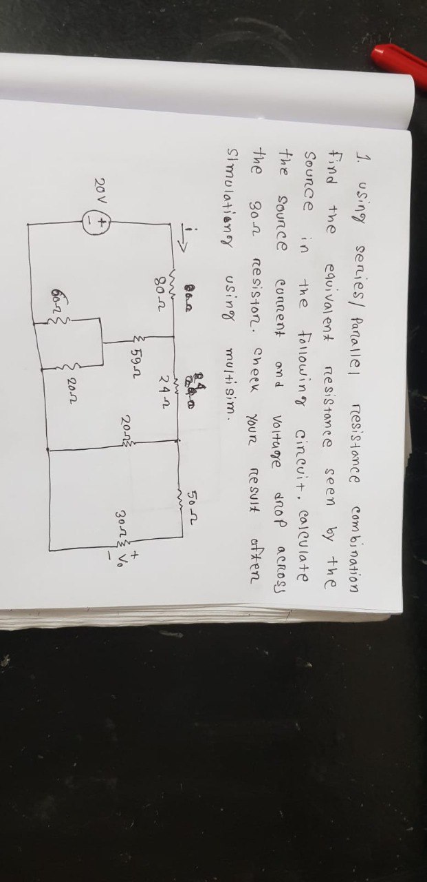 1 . using series / parallel resistance