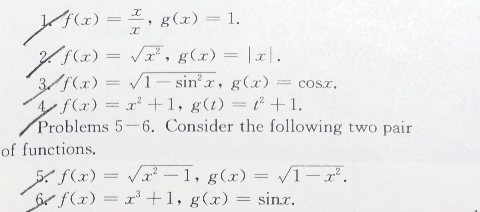 f ( x ) = x x , g ( x ) = 1 . f ( x ) = x 2 2 , g