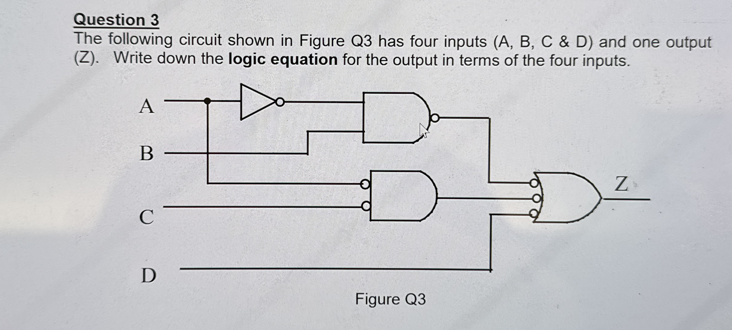 Question 3 The following circuit shown in Figure