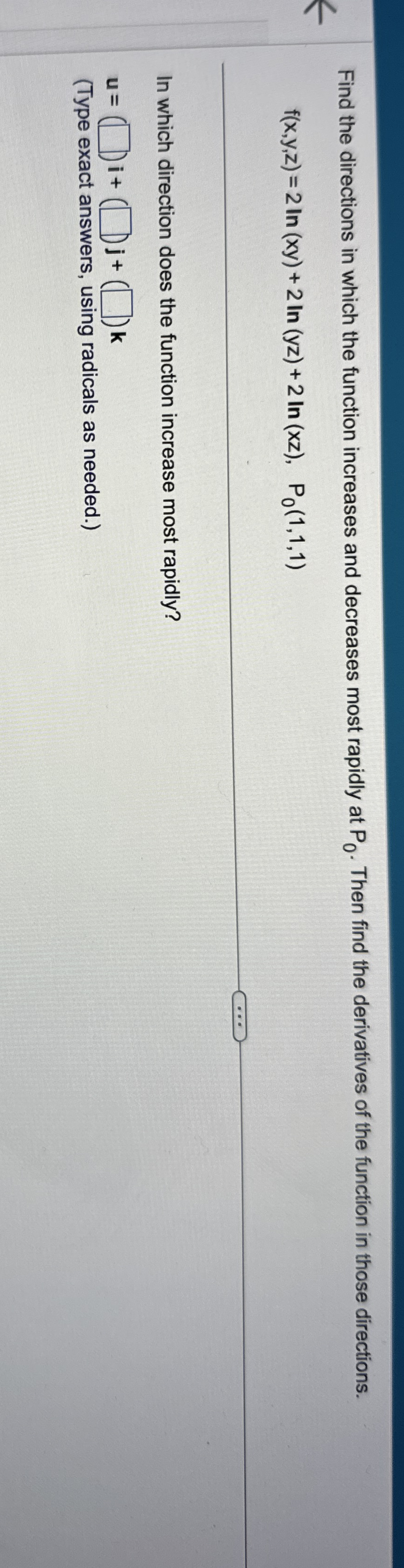 Find the directions in which the function