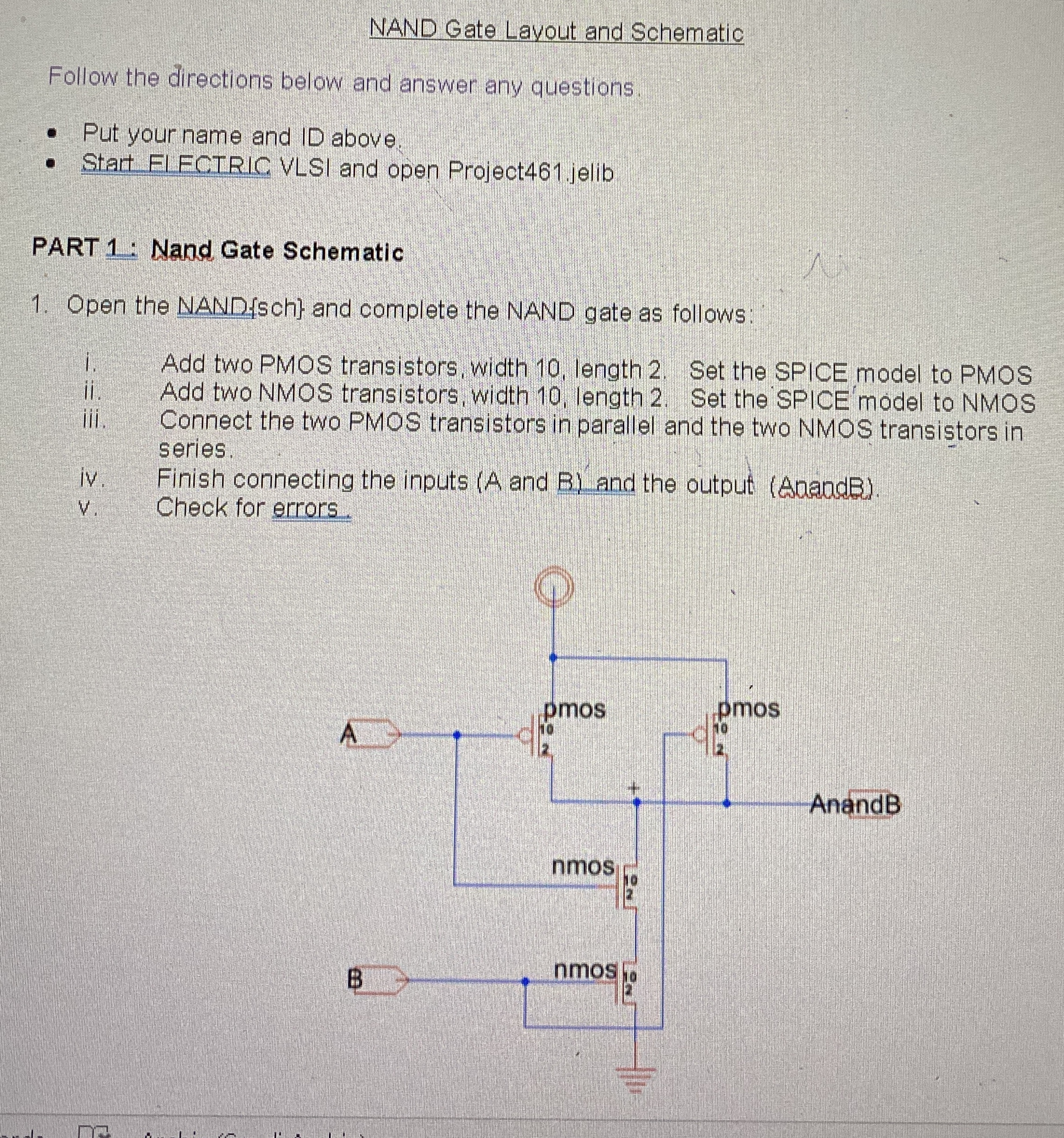 NAND Gate Lavout and Schematic Follow the