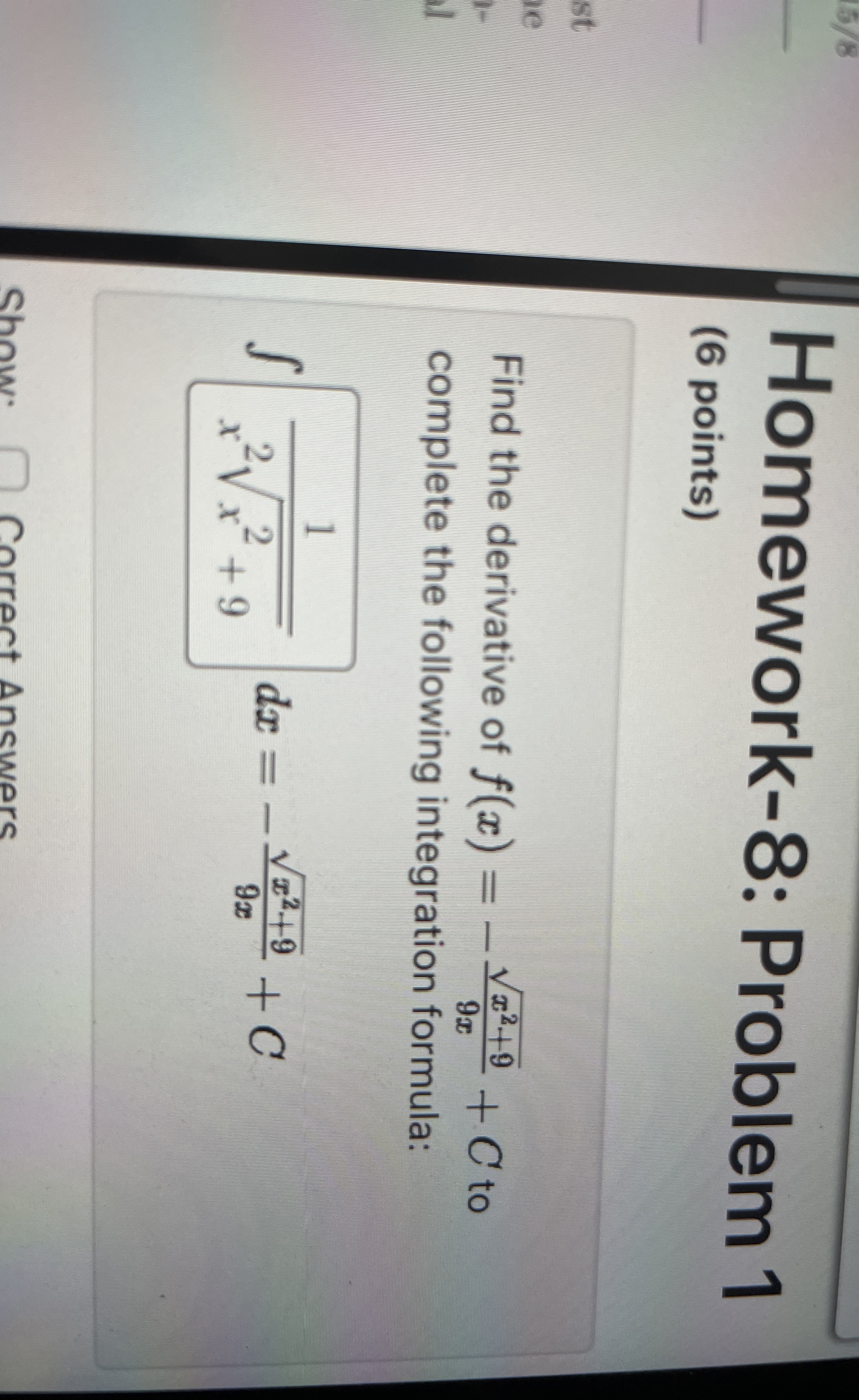 Homework - 8 : Problem 1 ( 6 points ) Find the