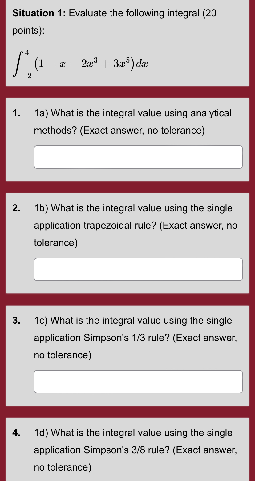 Situation 1 : Evaluate the following integral ( 2