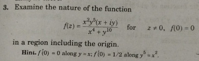 Examine the nature of the function f ( z ) = x 2