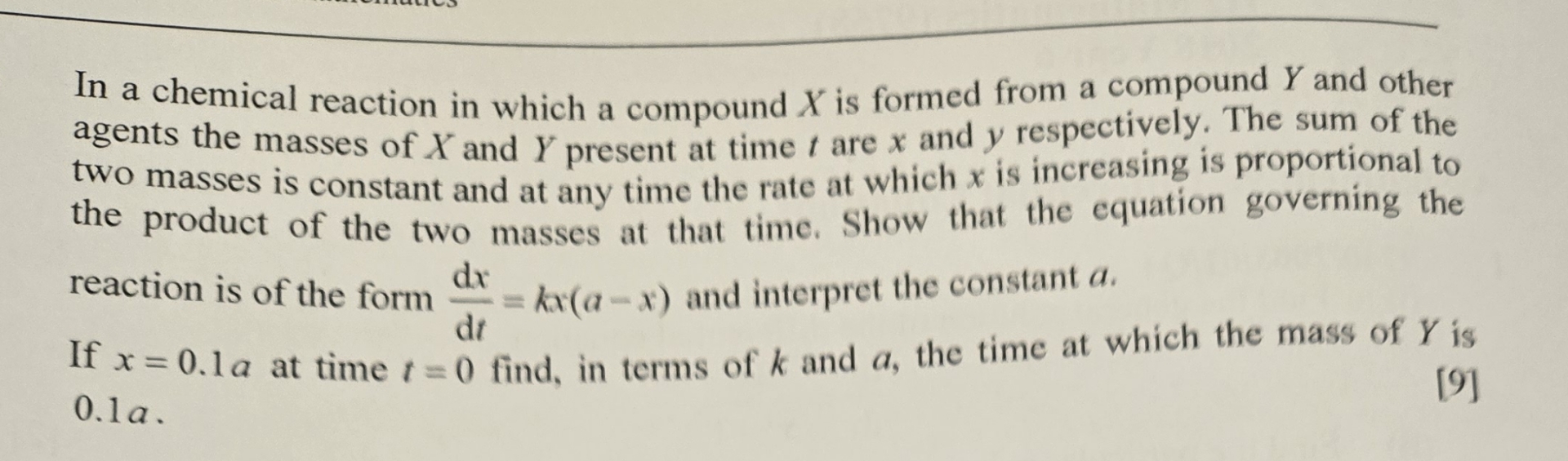 In a chemical reaction in which a compound x is