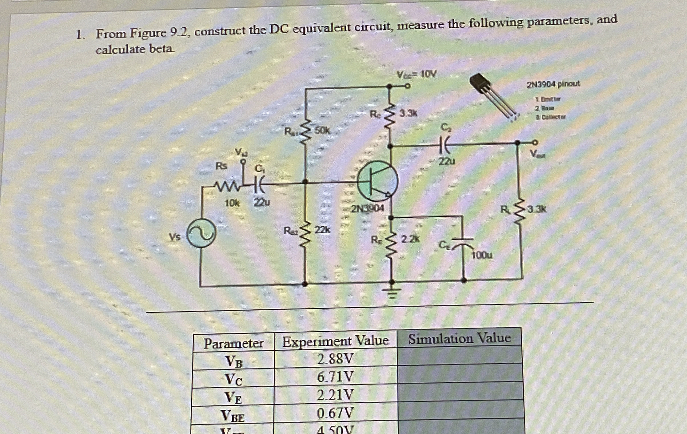 From Figure 9 . 2 , construct the DC equivalent