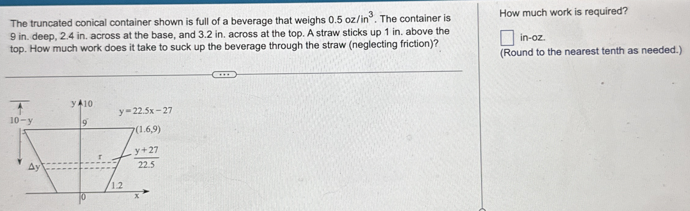 The truncated conical container shown is full of
