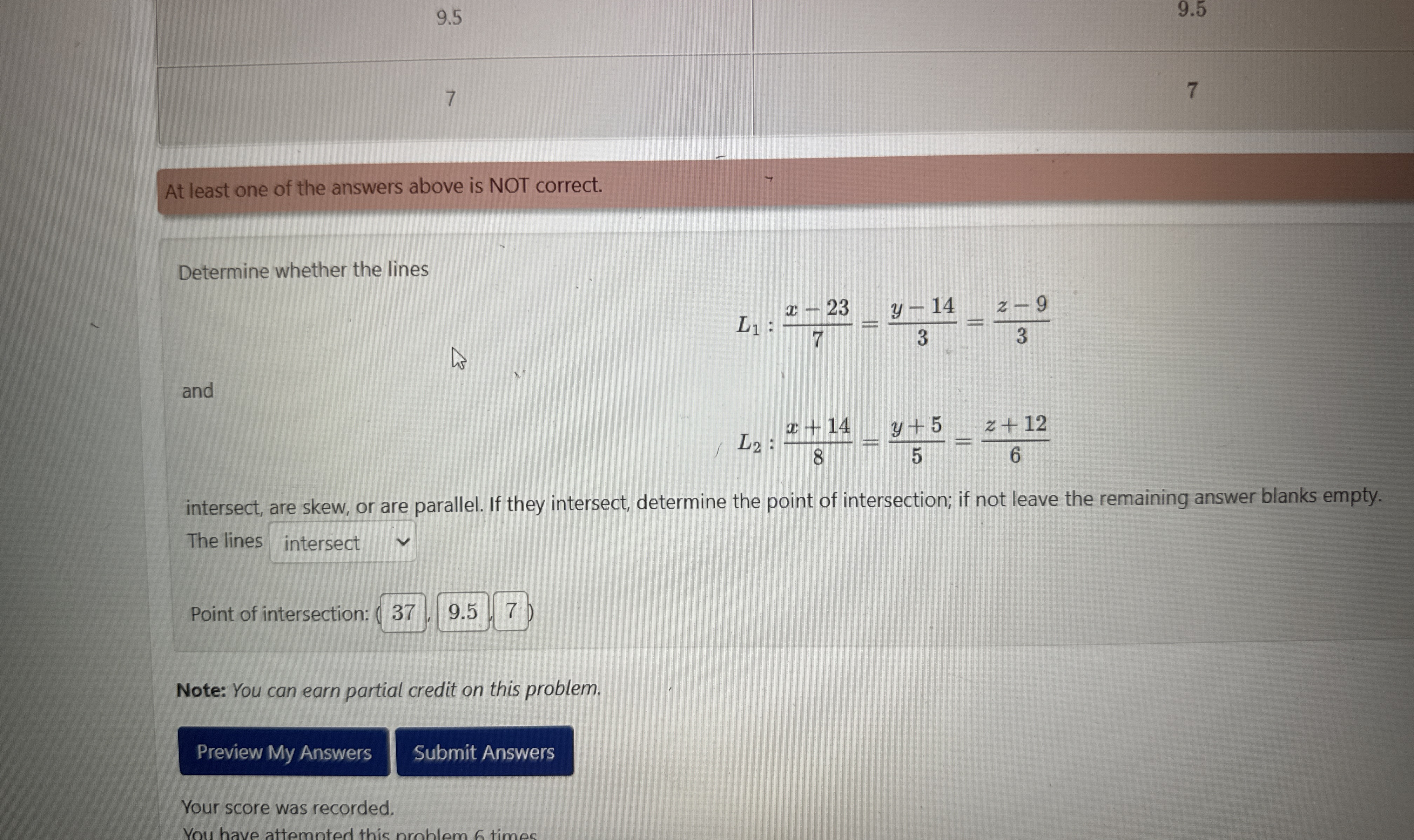 9 . 5 9 . 5 7 7 At least one of the answers above